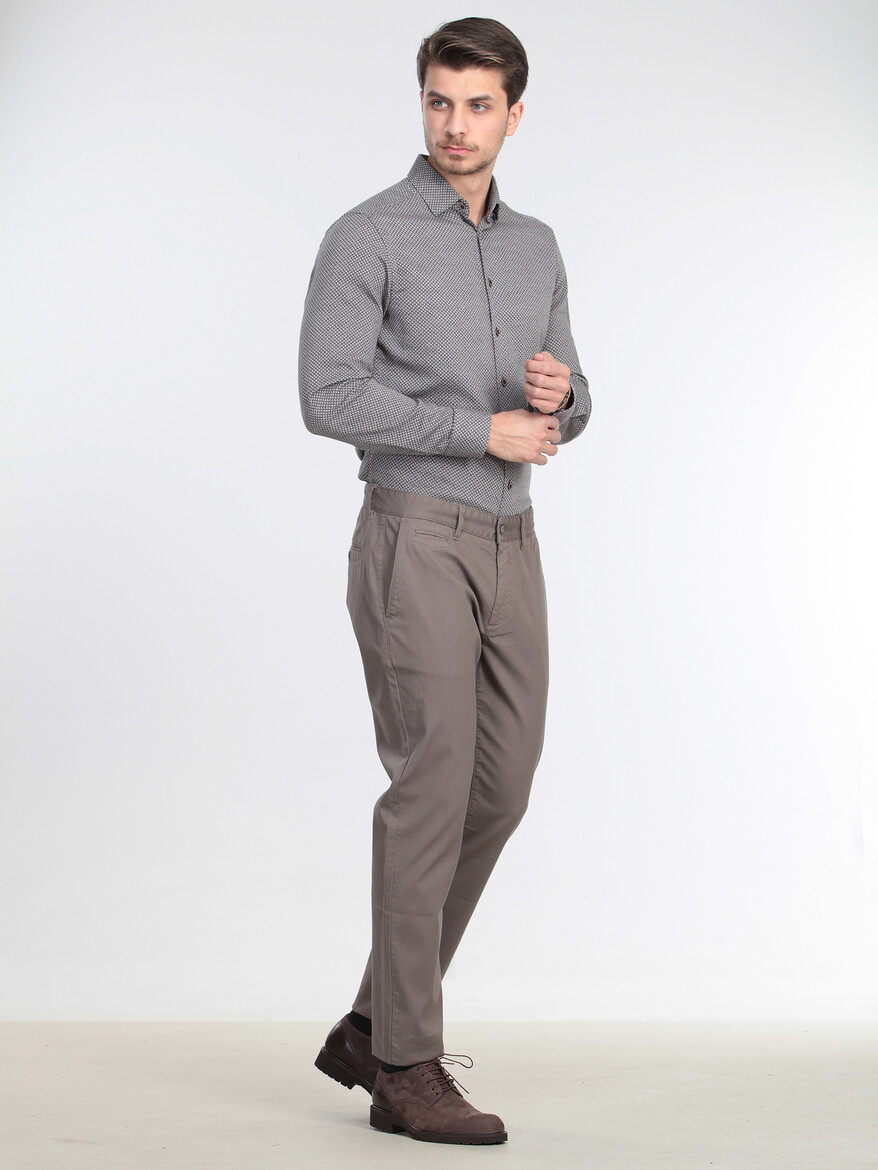 Vizon Düz Dokuma Regular Fit Casual Pamuk Karışımlı Pantolon - 3