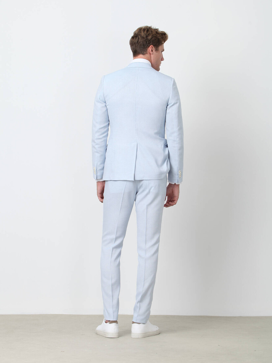 Açık Mavi Mikro Slim Fit Takım Elbise - Thumbnail