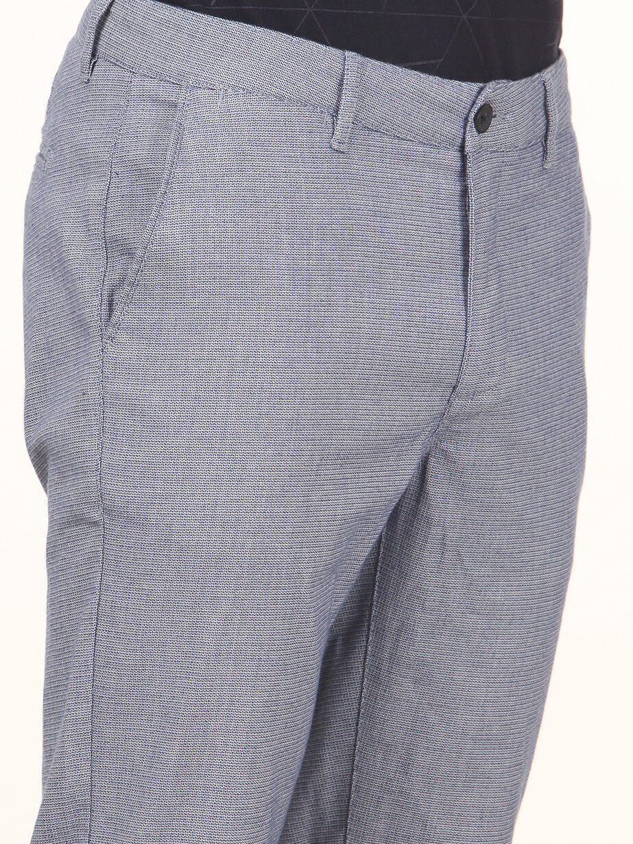 Lacivert Dokuma Regular Fit Casual Pamuk Karışımlı Pantolon