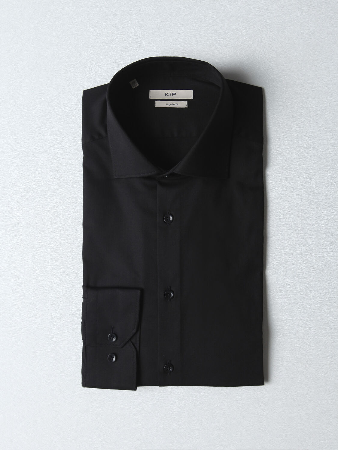 Siyah Regular Fit Dokuma Klasik Pamuk Karışımlı Gömlek