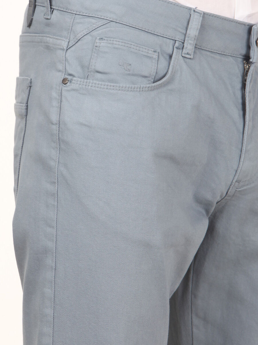 Havacı Mavi Düz Dokuma Regular Fit Casual Pamuk Karışımlı Pantolon