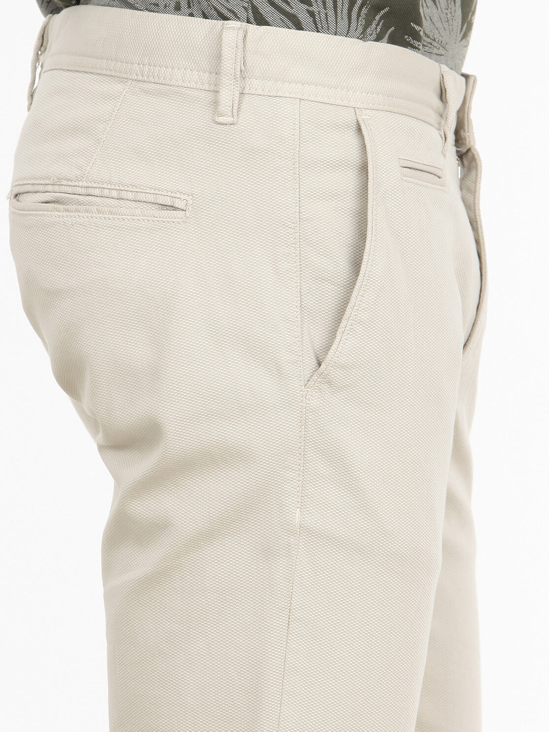 Bej Düz Dokuma Regular Fit Casual Pamuk Karışımlı Pantolon