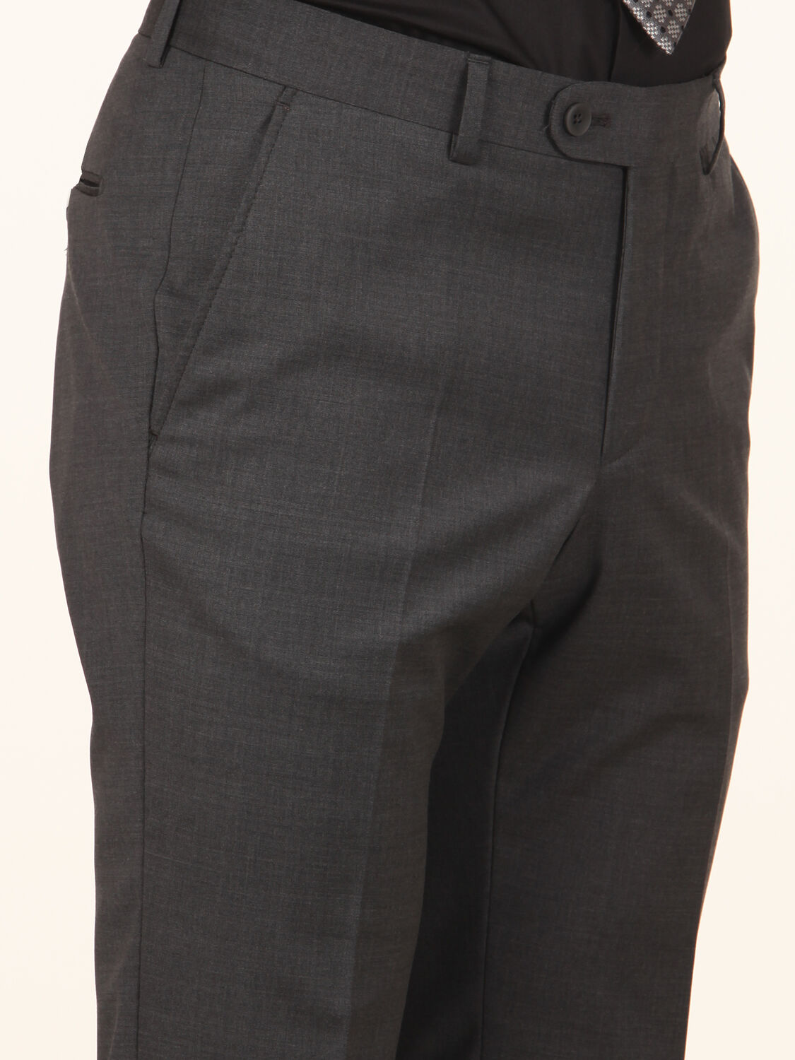 Antrasit Düz Dokuma Slim Fit Klasik Yün Karışımlı Pantolon
