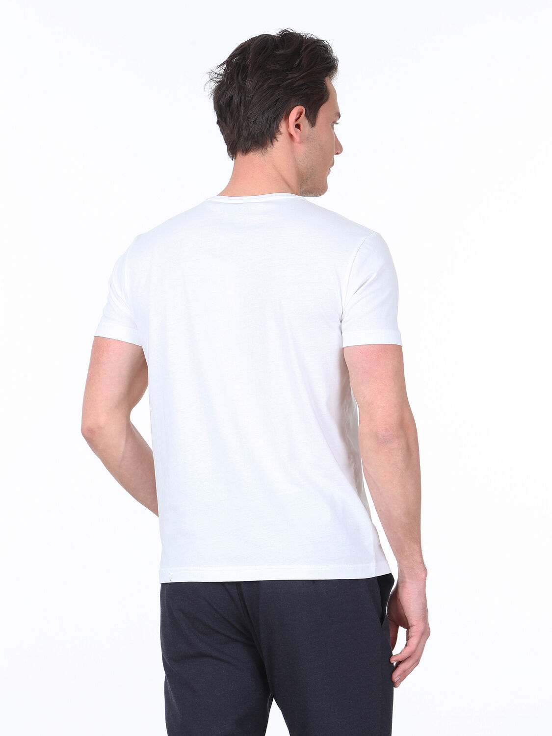 Beyaz Baskılı %100 Pamuk T-Shirt