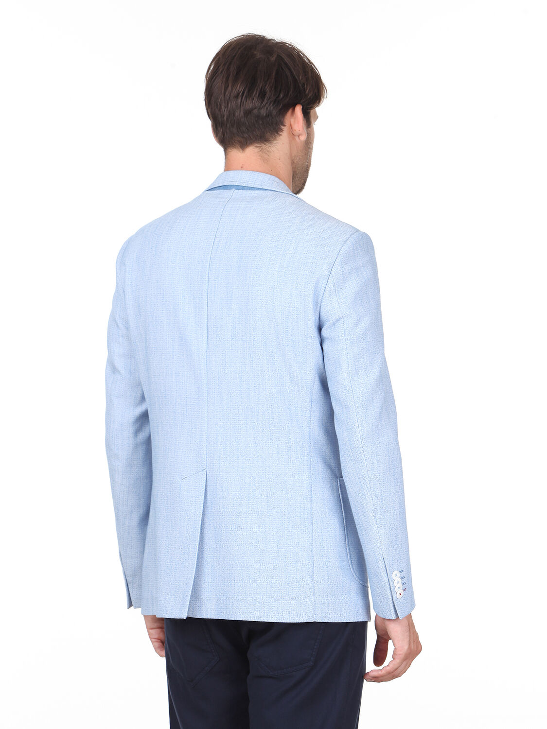 Mavi Desenli Modern Fit Ceket