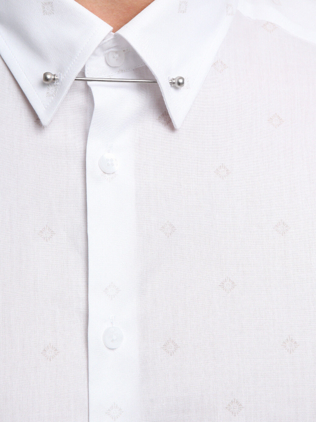 Beyaz Baskılı Slim Fit Dokuma Klasik %100 Pamuk Gömlek