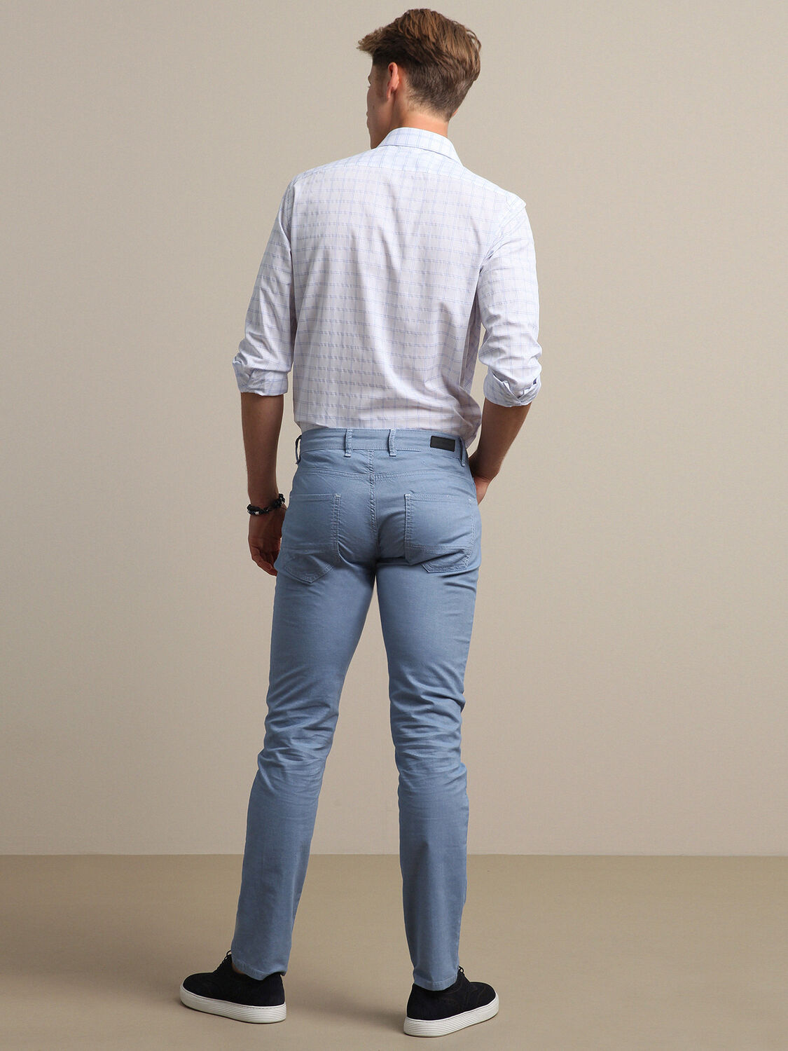 Mavi Dokuma Slim Fit Casual Pamuk Karışımlı Pantolon
