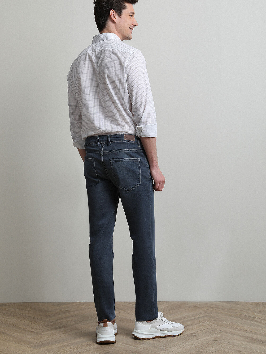 Gri Slim Fit Denim Pamuk Karışımlı Pantolon