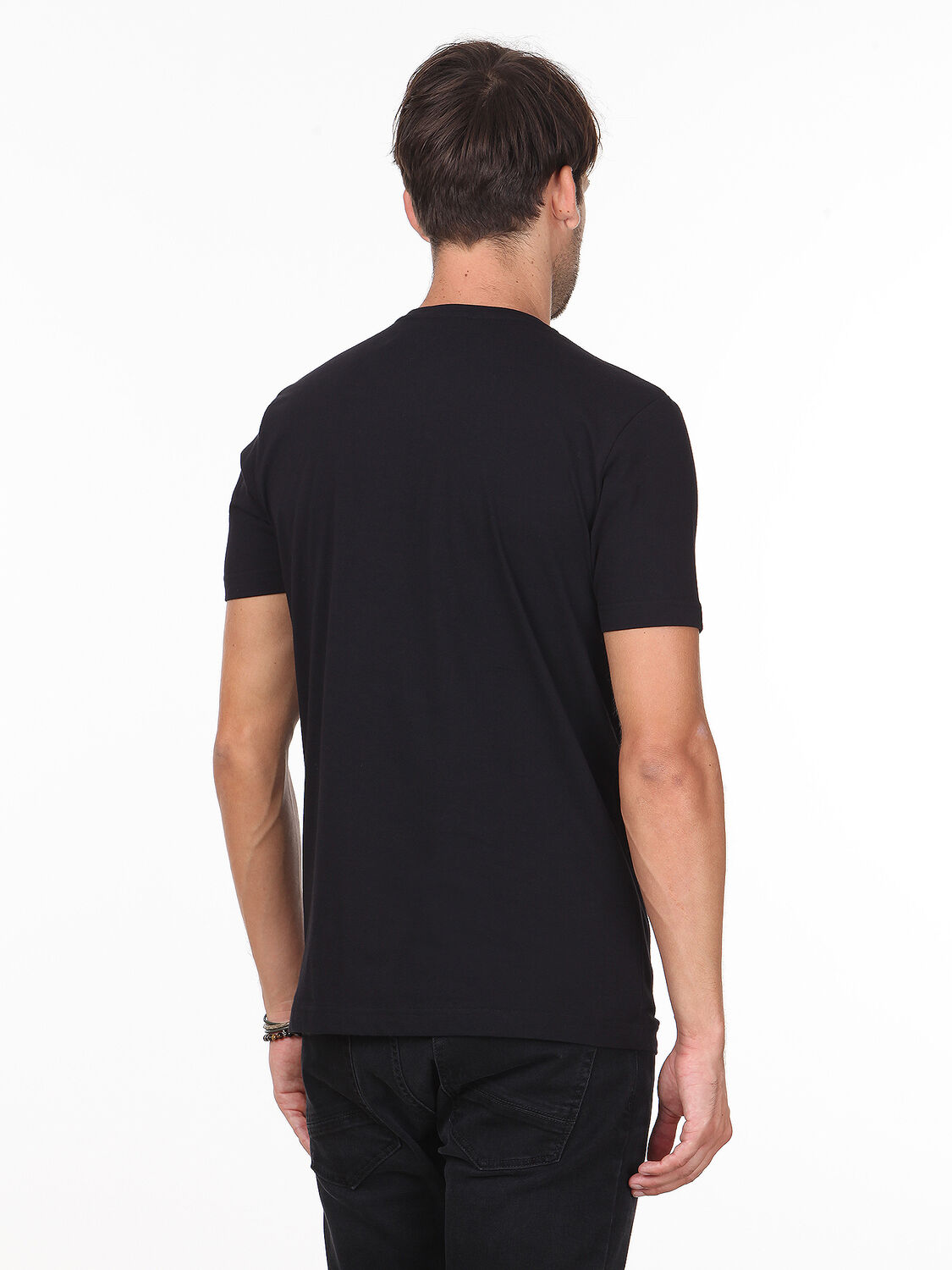 Siyah Baskılı %100 Pamuk T-Shirt