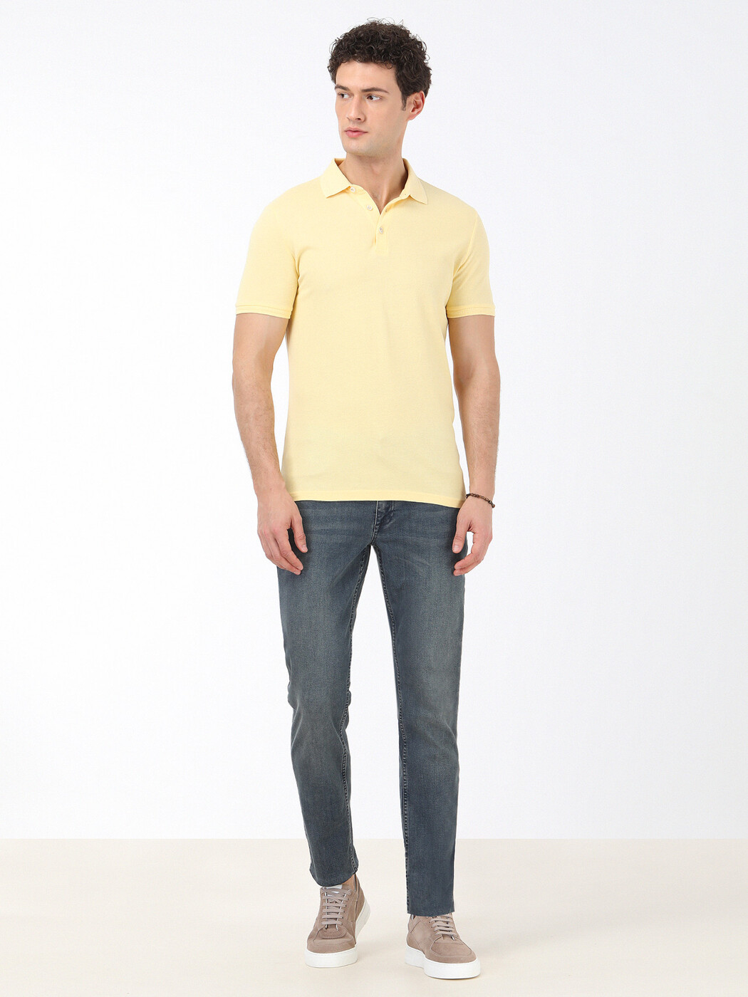 KİP - Sarı Düz Polo Yaka %100 Pamuk T-Shirt (1)