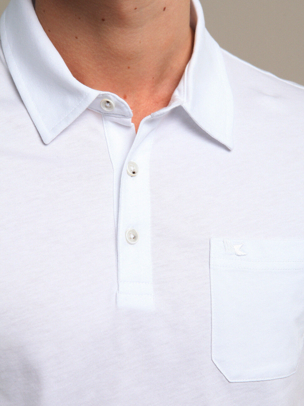Beyaz Düz Polo Yaka %100 Pamuk T-Shirt