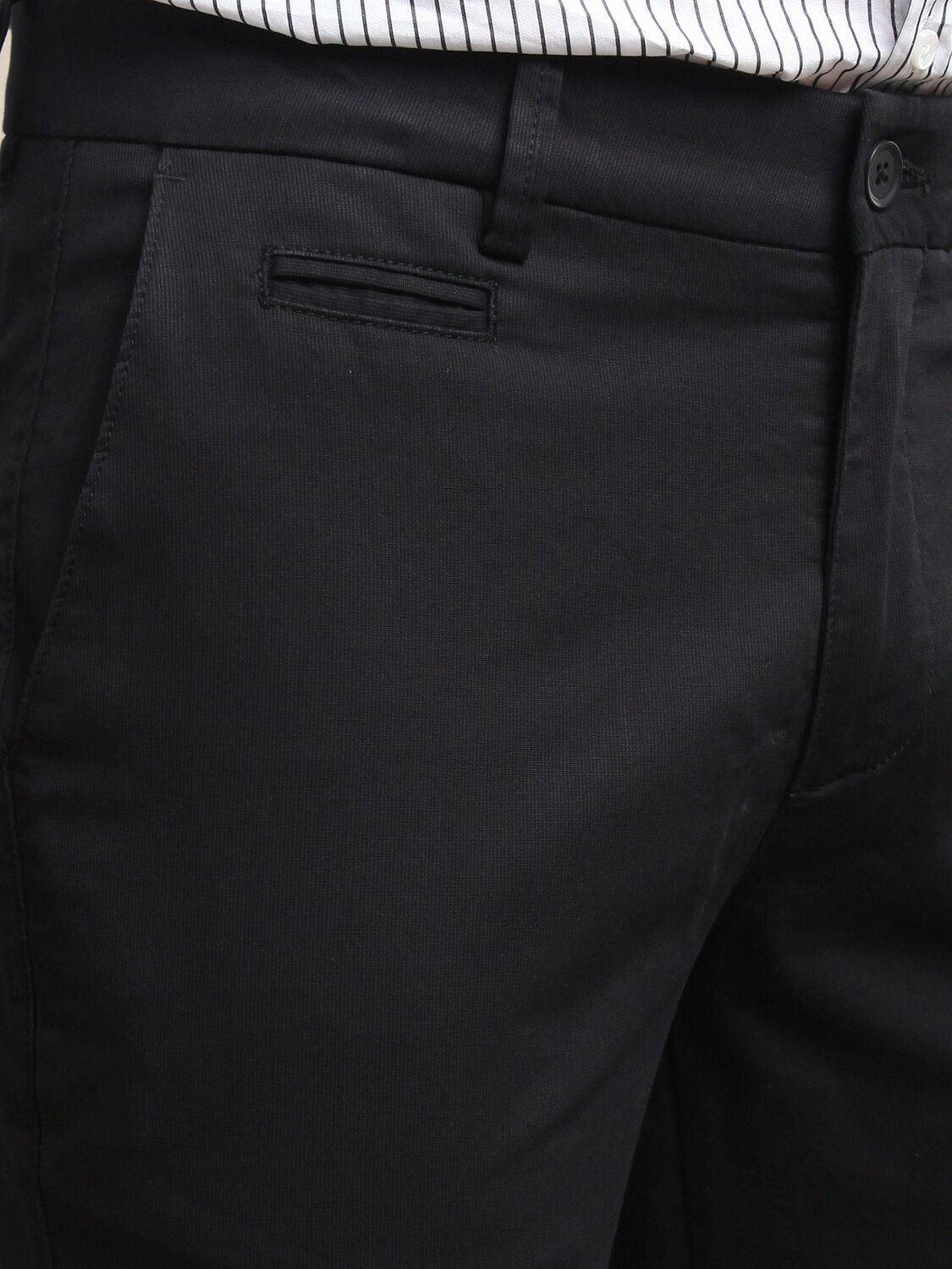 Siyah Dokuma Regular Fit Smart Casual Pamuk Karışımlı Pantolon