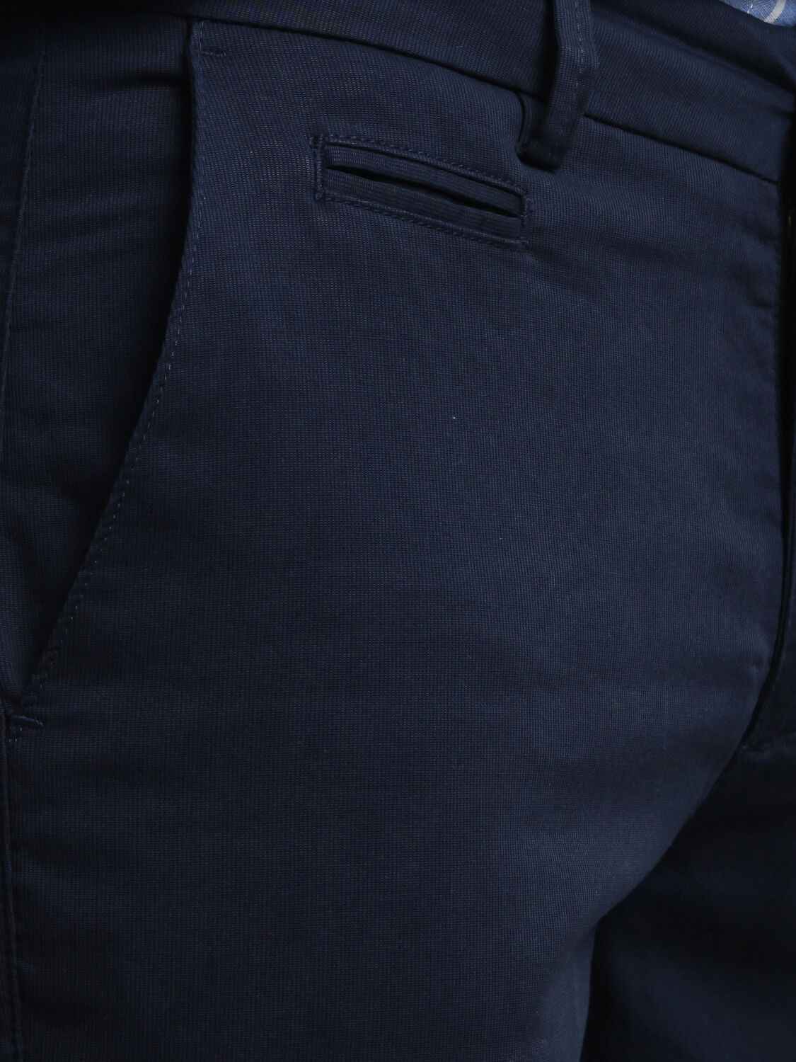 Lacivert Dokuma Regular Fit Smart Casual Pamuk Karışımlı Pantolon