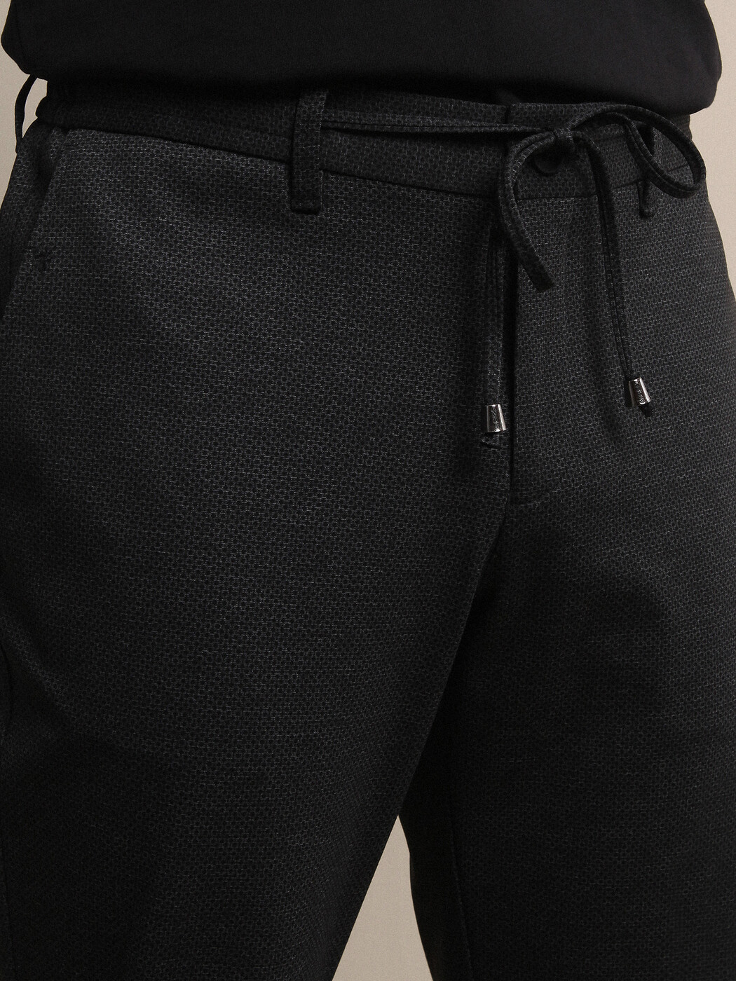 Koyu Gri Mikro Örme Fitted Fit Smart Casual Pantolon - Thumbnail