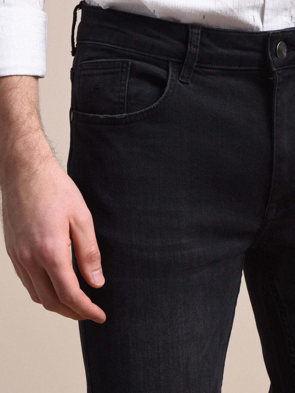 Antrasit Slim Fit Denim Pamuk Karışımlı Pantolon - Thumbnail