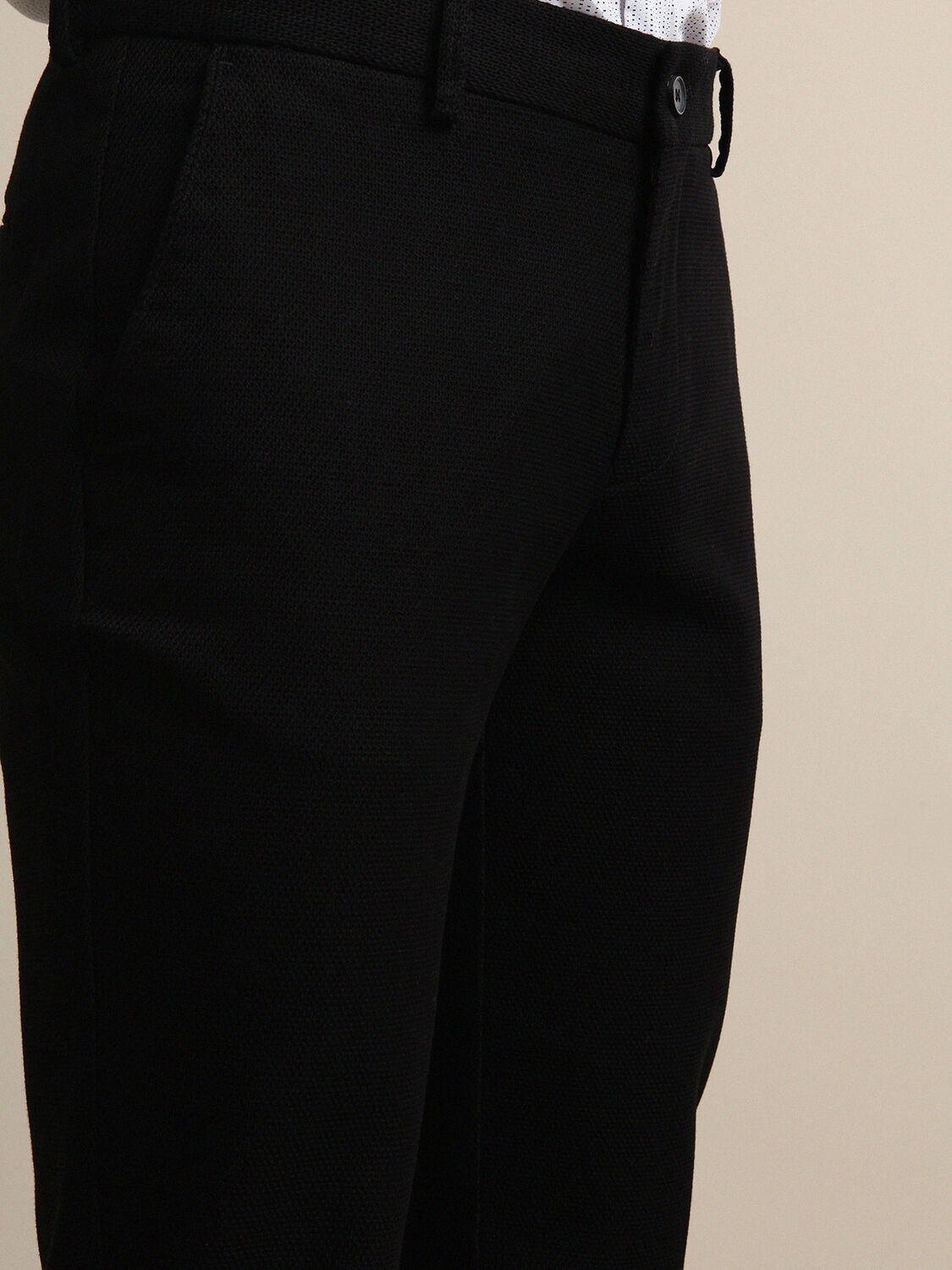 Siyah Mikro Dokuma Slim Fit Casual Pamuk Karışımlı Pantolon