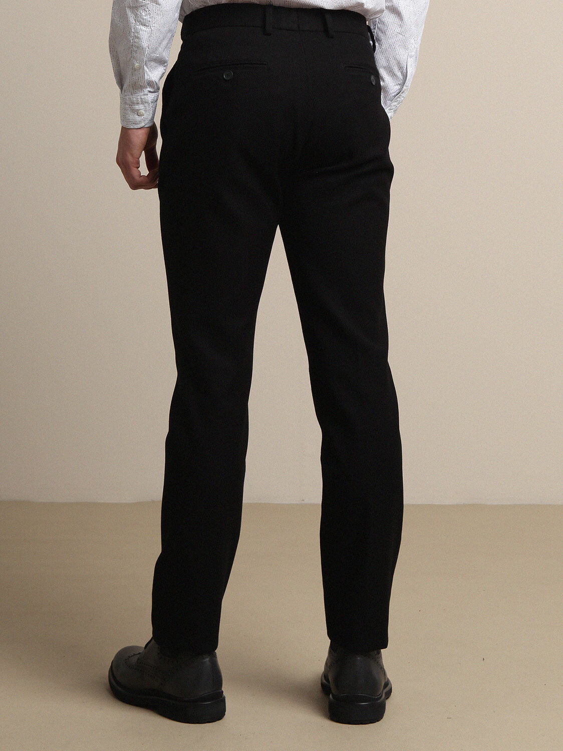 Siyah Mikro Dokuma Slim Fit Casual Pamuk Karışımlı Pantolon