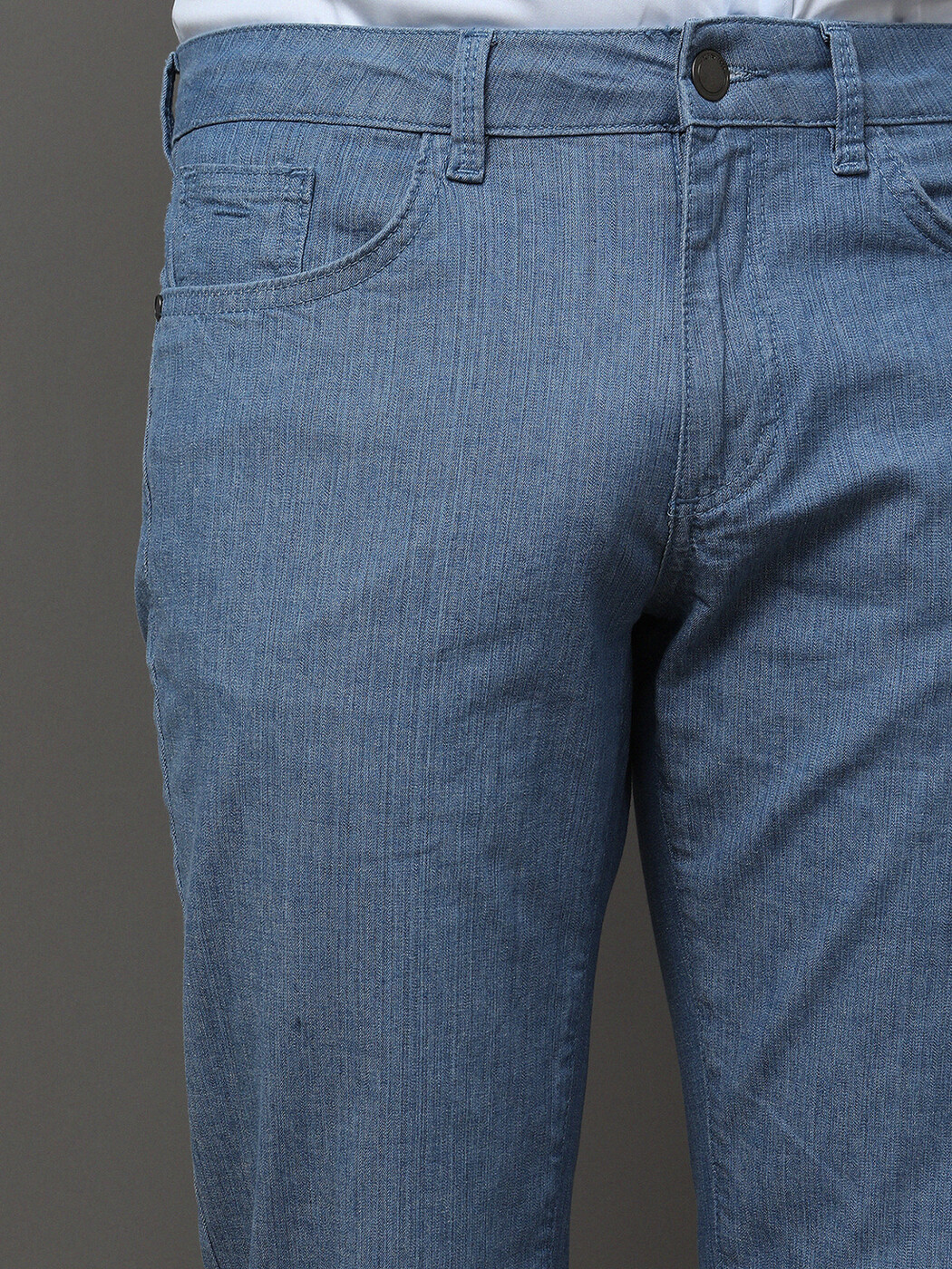 Mavi Dokuma Slim Fit Casual Pamuk Karışımlı Pantolon - Thumbnail