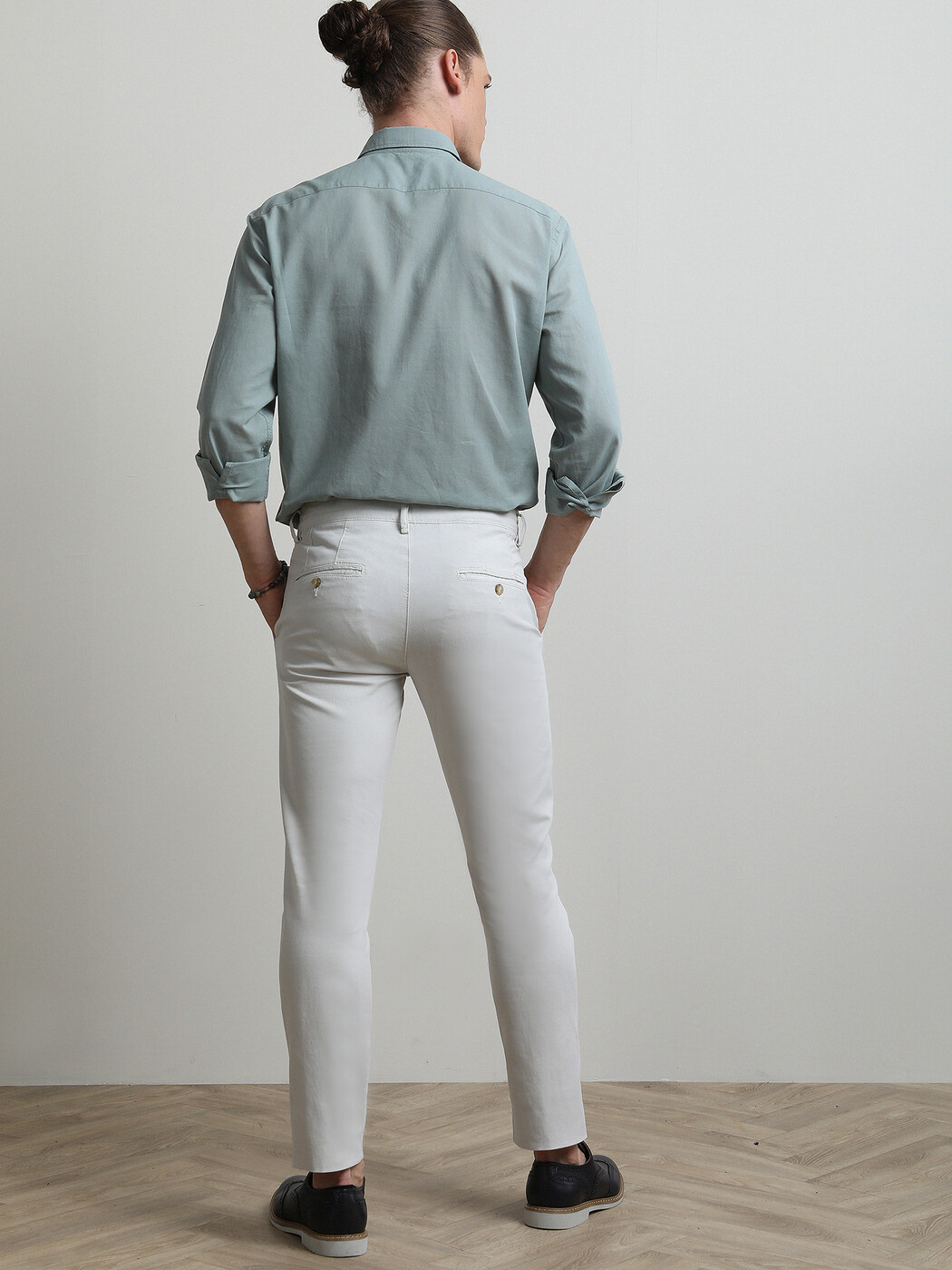Taş Dokuma Slim Fit Smart Casual Pamuk Karışımlı Pantolon - Thumbnail