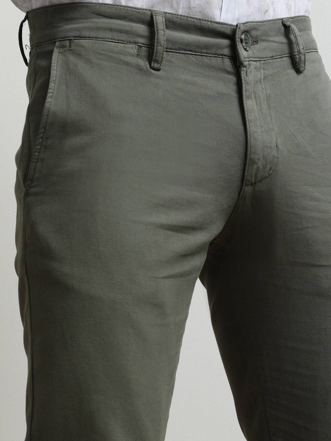 Haki Dokuma Slim Fit Smart Casual Pamuk Karışımlı Pantolon