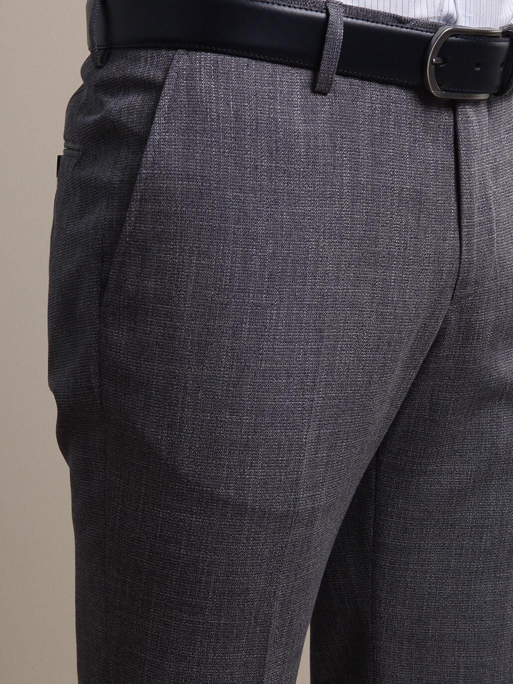 İndigo Desenli Dokuma Fitted Fit Smart Casual Pantolon