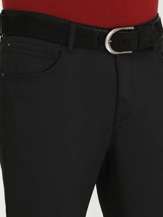 Siyah Düz Dokuma Slim Fit Casual Pamuk Karışımlı Pantolon - Thumbnail