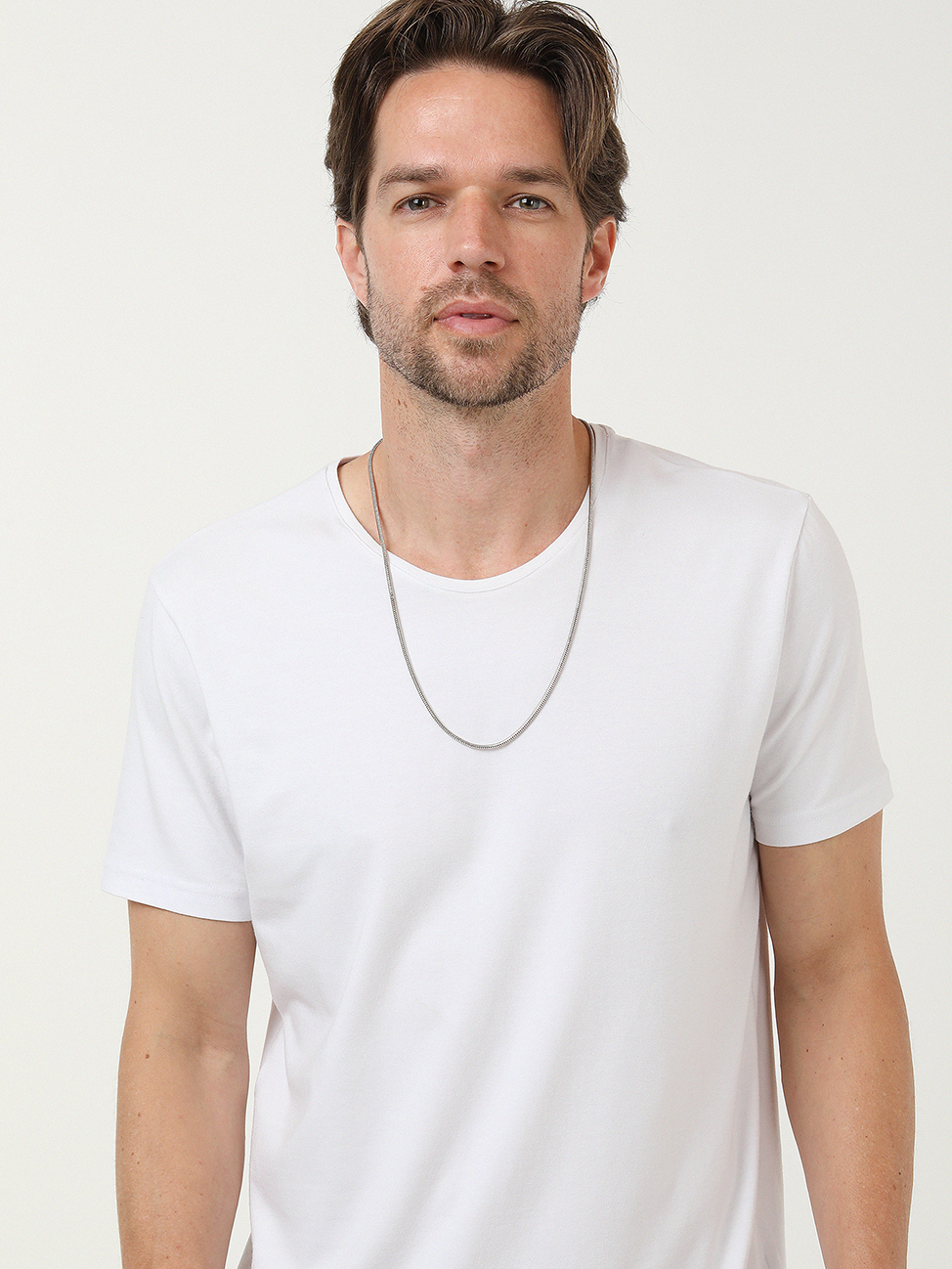 Beyaz Pamuk Karışımlı T-Shirt