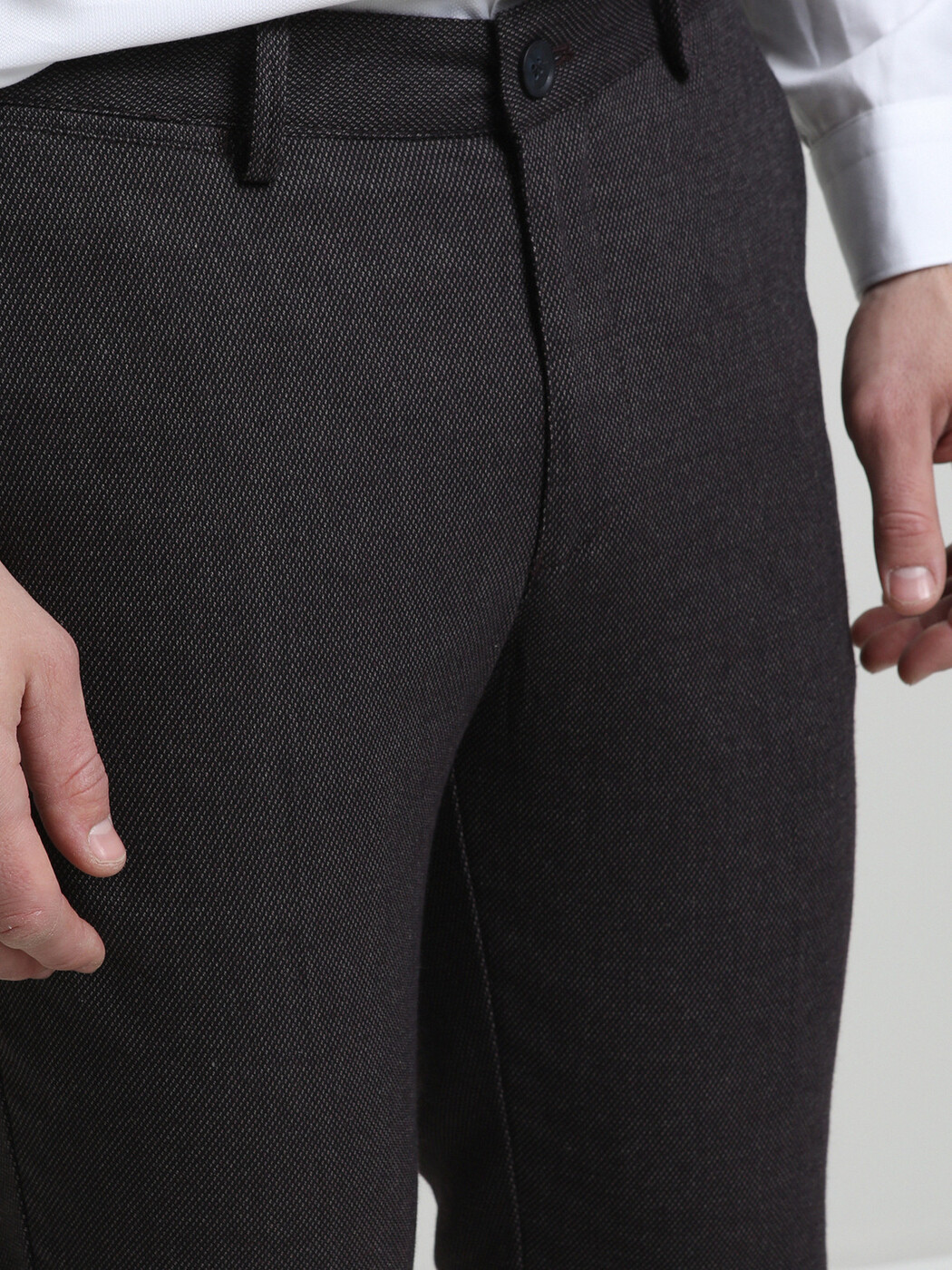 Bordo Desenli Dokuma Slim Fit Smart Casual Pamuk Karışımlı Pantolon - Thumbnail