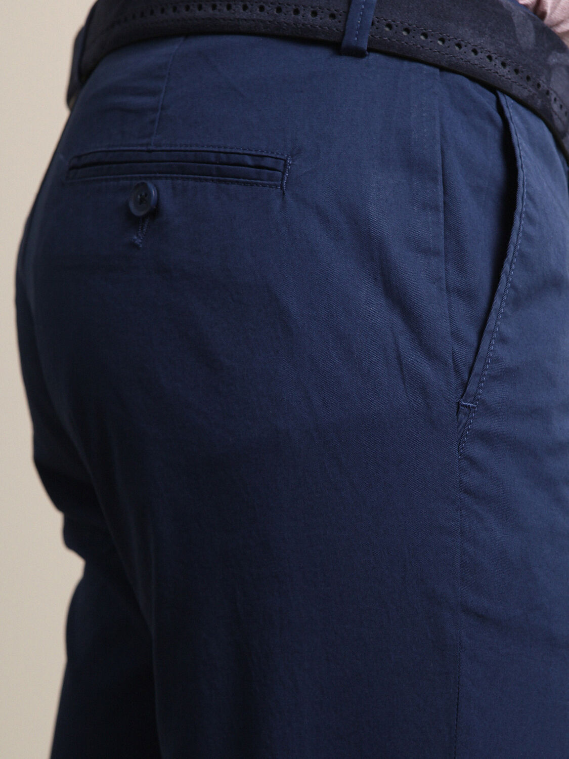 Gece Mavisi Düz Dokuma Regular Fit Casual Pamuk Karışımlı Pantolon