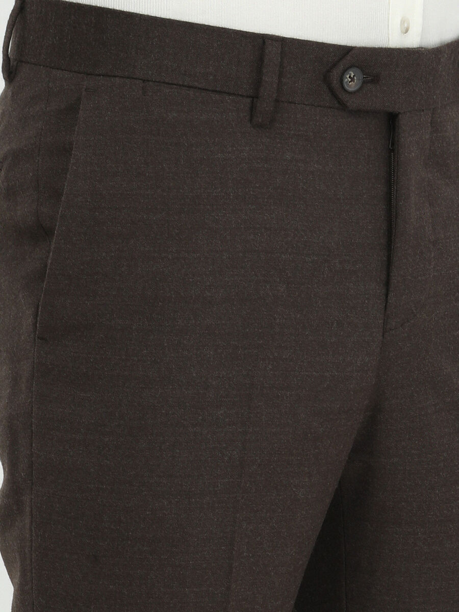 Vizon Düz Dokuma Fitted Fit Klasik Yün Karışımlı Pantolon