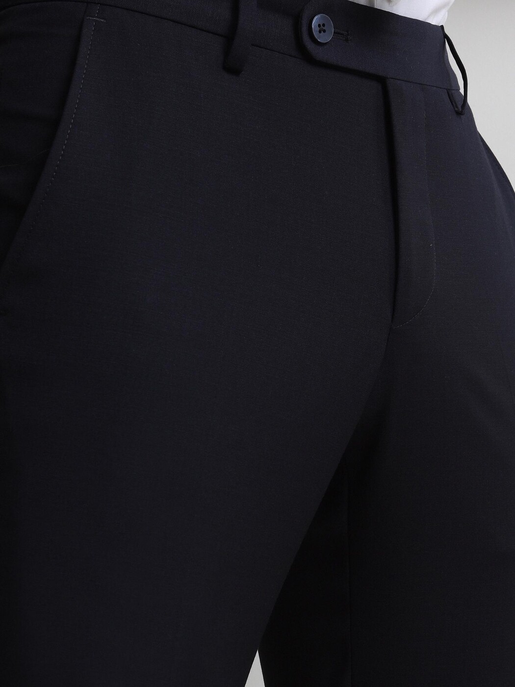 Lacivert Düz Dokuma Slim Fit Klasik Yün Karışımlı Pantolon - Thumbnail