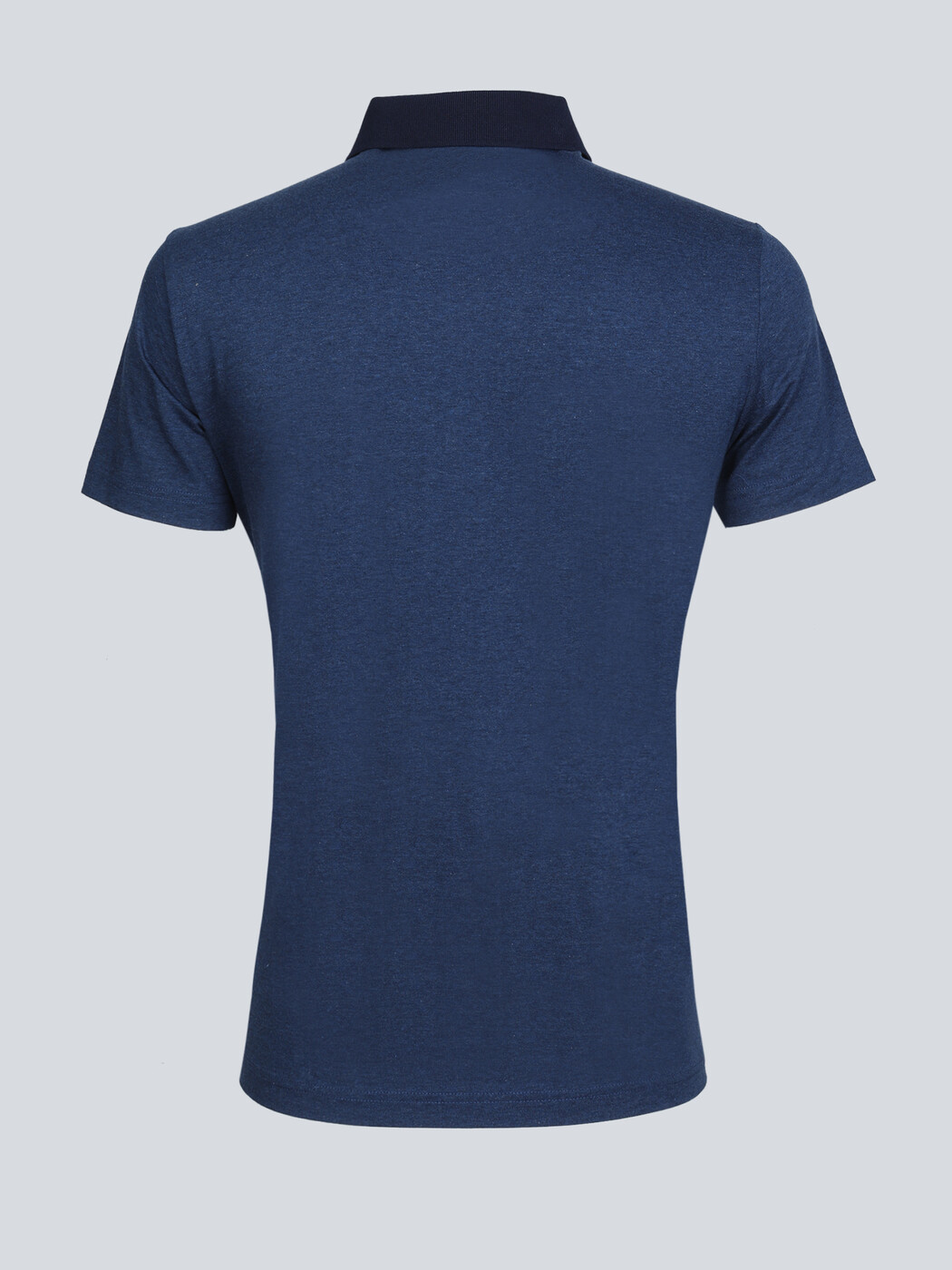 Lacivert Düz Polo Yaka Pamuk Karışımlı T-Shirt - Thumbnail