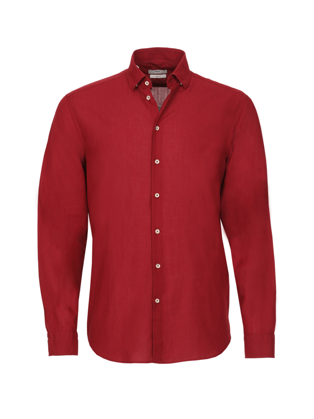 Koyu Kırmızı Düz Regular Fit Dokuma Casual %100 Pamuk Gömlek - Thumbnail