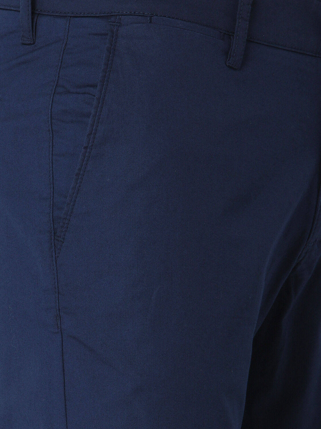 Gece Mavisi Düz Dokuma Slim Fit Casual Pamuk Karışımlı Pantolon