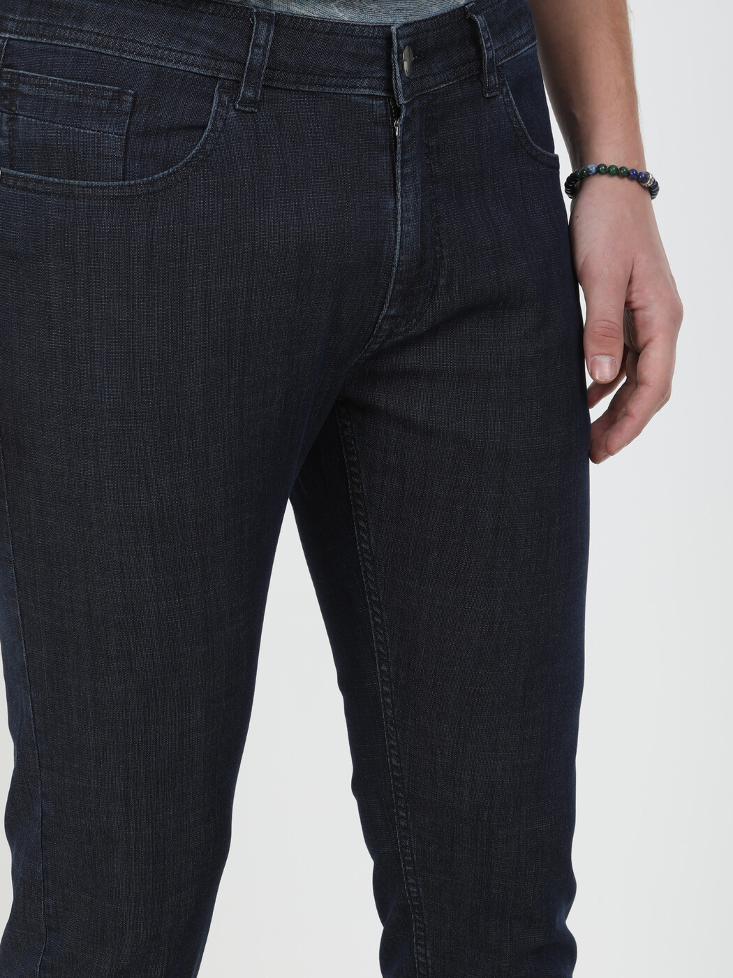 Lacivert Regular Fit Denim Pamuk Karışımlı Pantolon - Thumbnail
