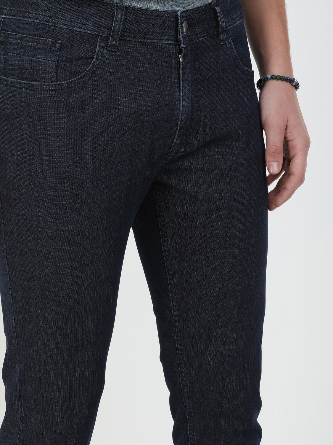 Lacivert Regular Fit Denim Pamuk Karışımlı Pantolon
