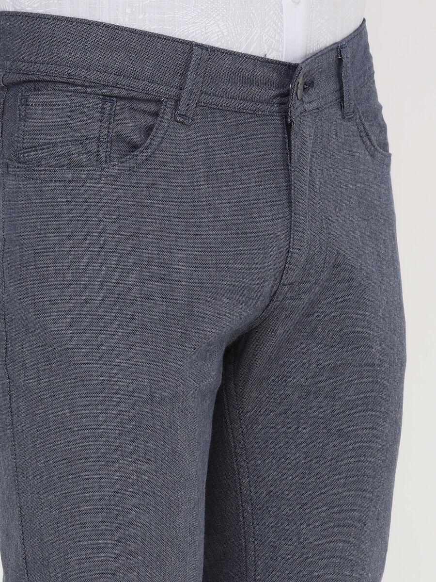 Açık Lacivert Dokuma Regular Fit Casual Pamuk Karışımlı Pantolon