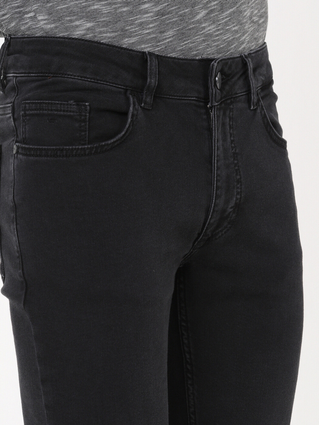 Siyah Super Slm Fit Denim Pamuk Karışımlı Pantolon - Thumbnail