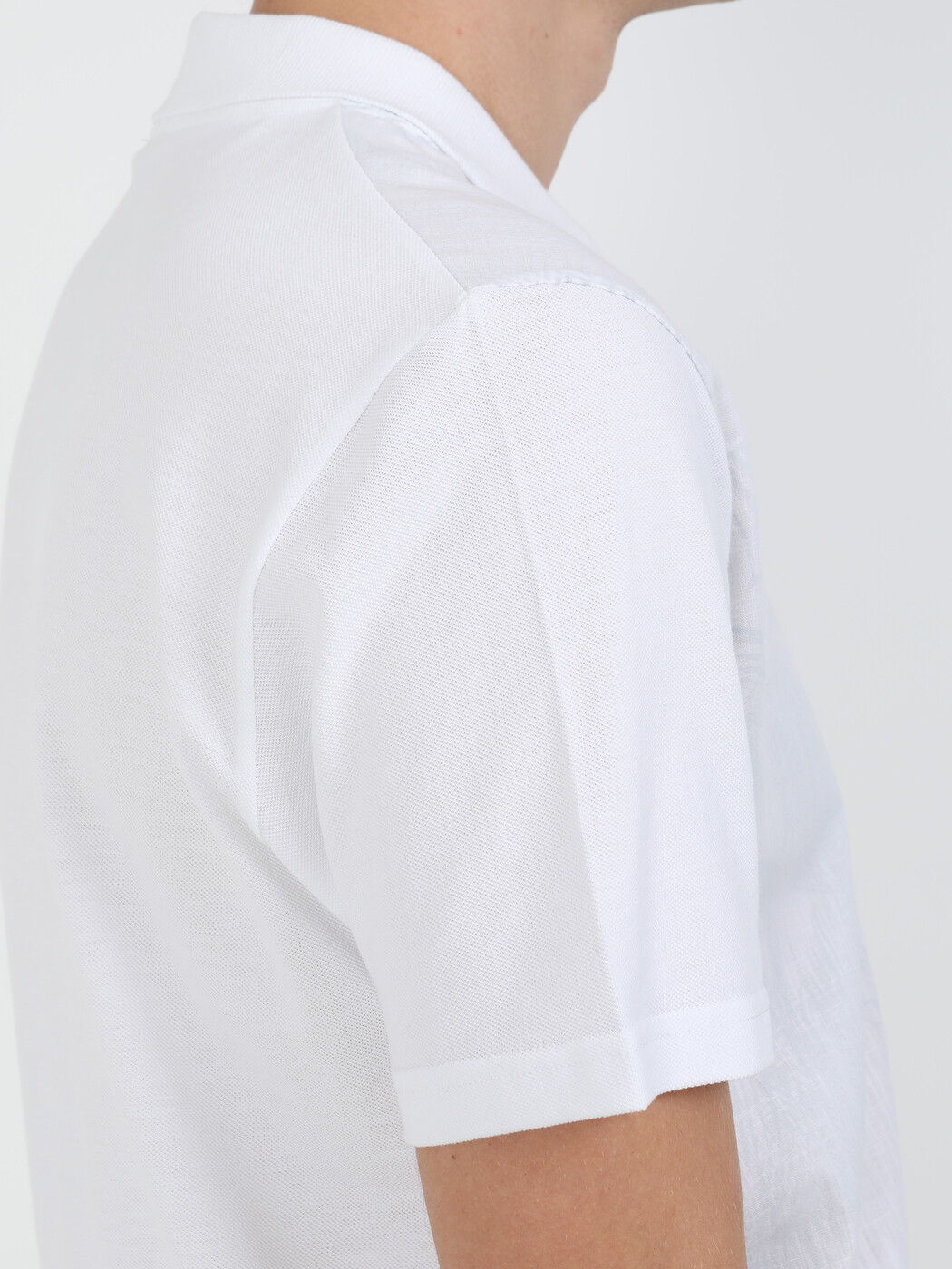 Beyaz Baskılı Polo Yaka %100 Pamuk T-Shirt - Thumbnail