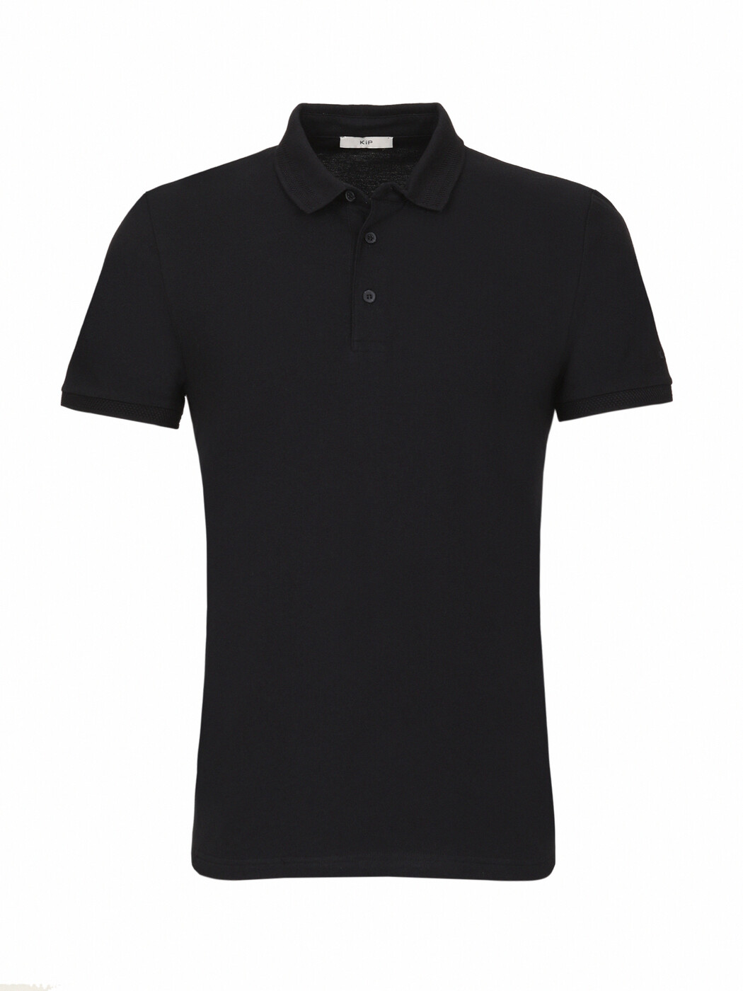 Siyah Düz Polo Yaka %100 Pamuk T-Shirt - Thumbnail
