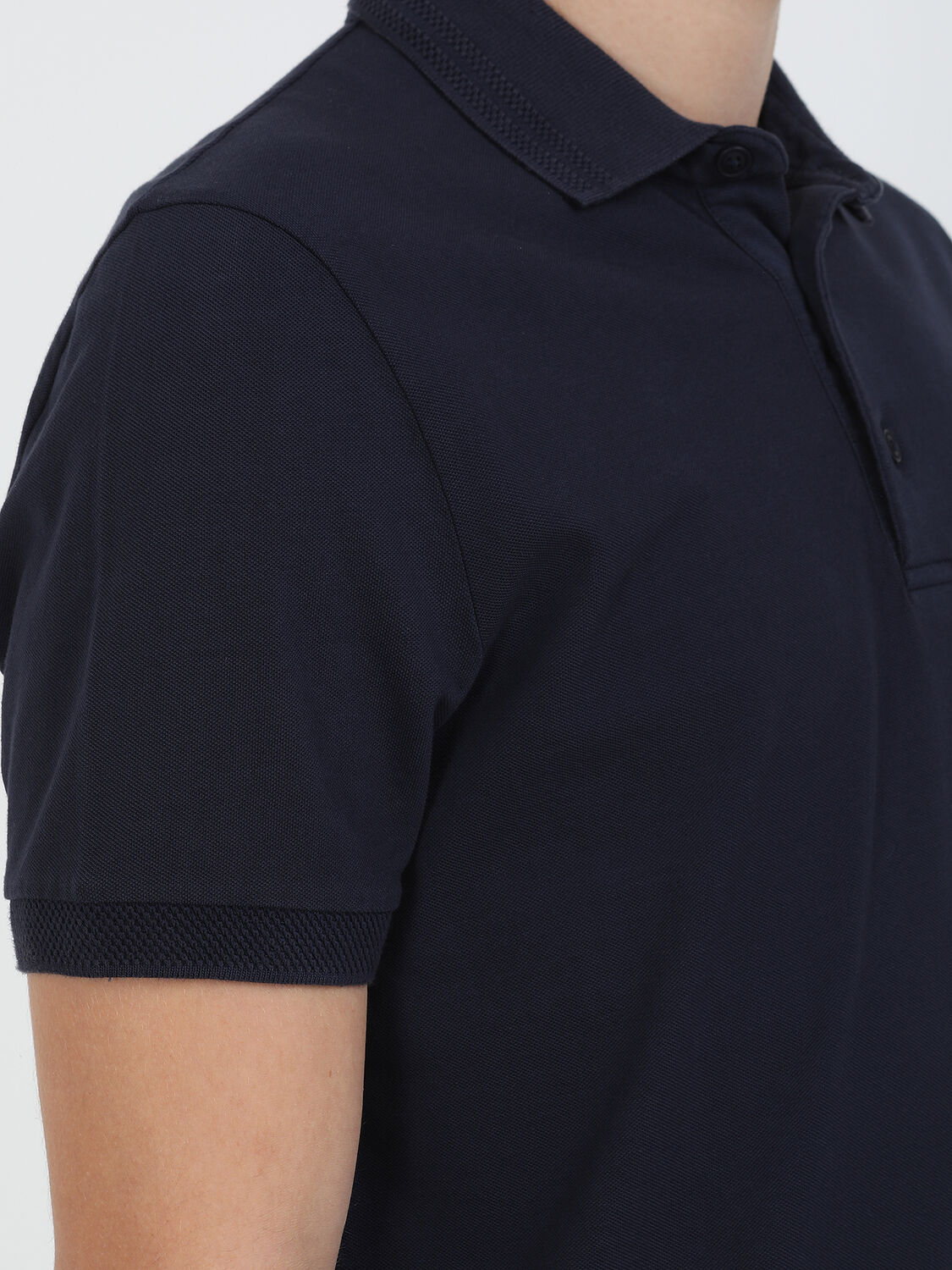Lacivert Düz Polo Yaka %100 Pamuk T-Shirt
