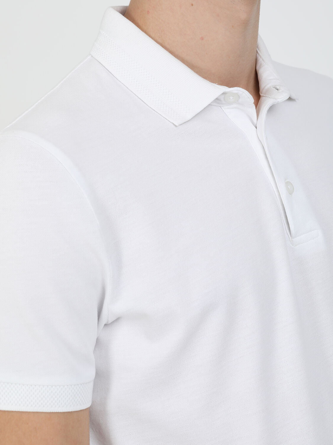 Beyaz Düz Polo Yaka %100 Pamuk T-Shirt
