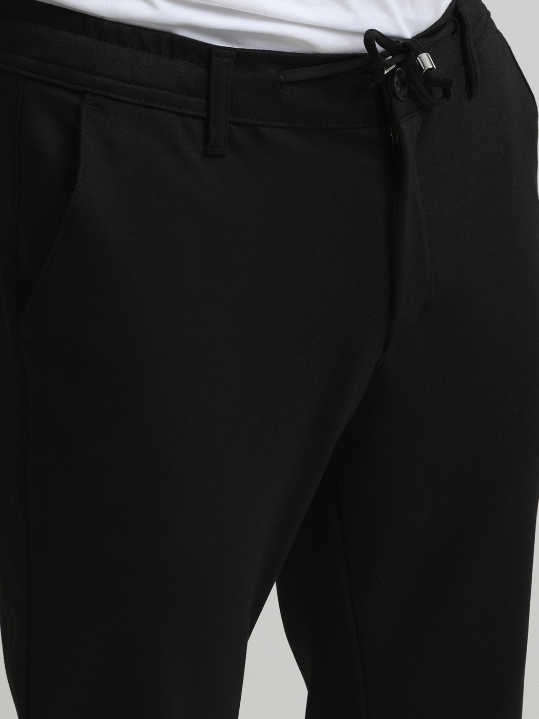 Siyah Dokuma Jogging Fit Smart Casual Pantolon - Thumbnail