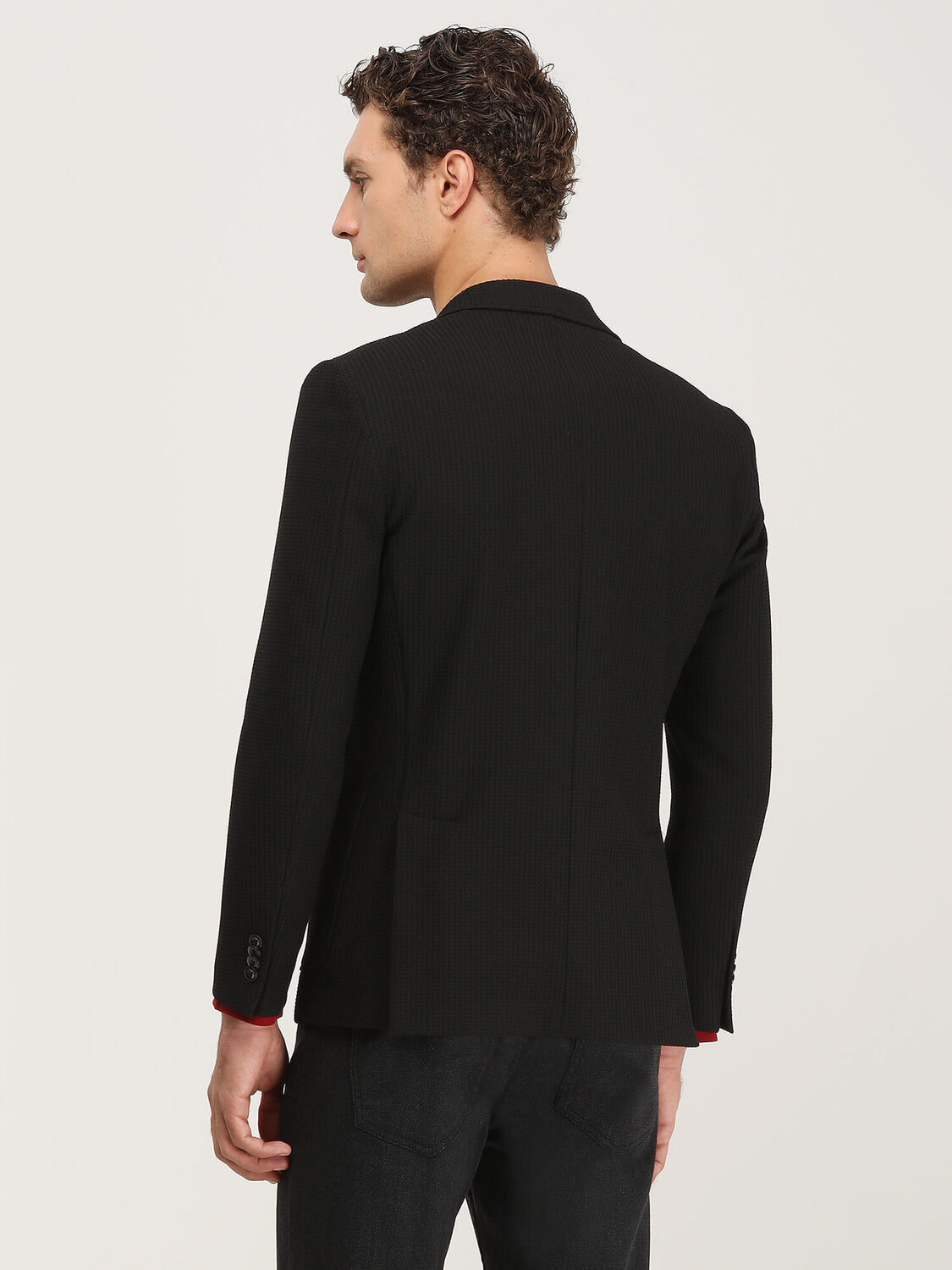 Siyah Desenli Modern Fit Ceket