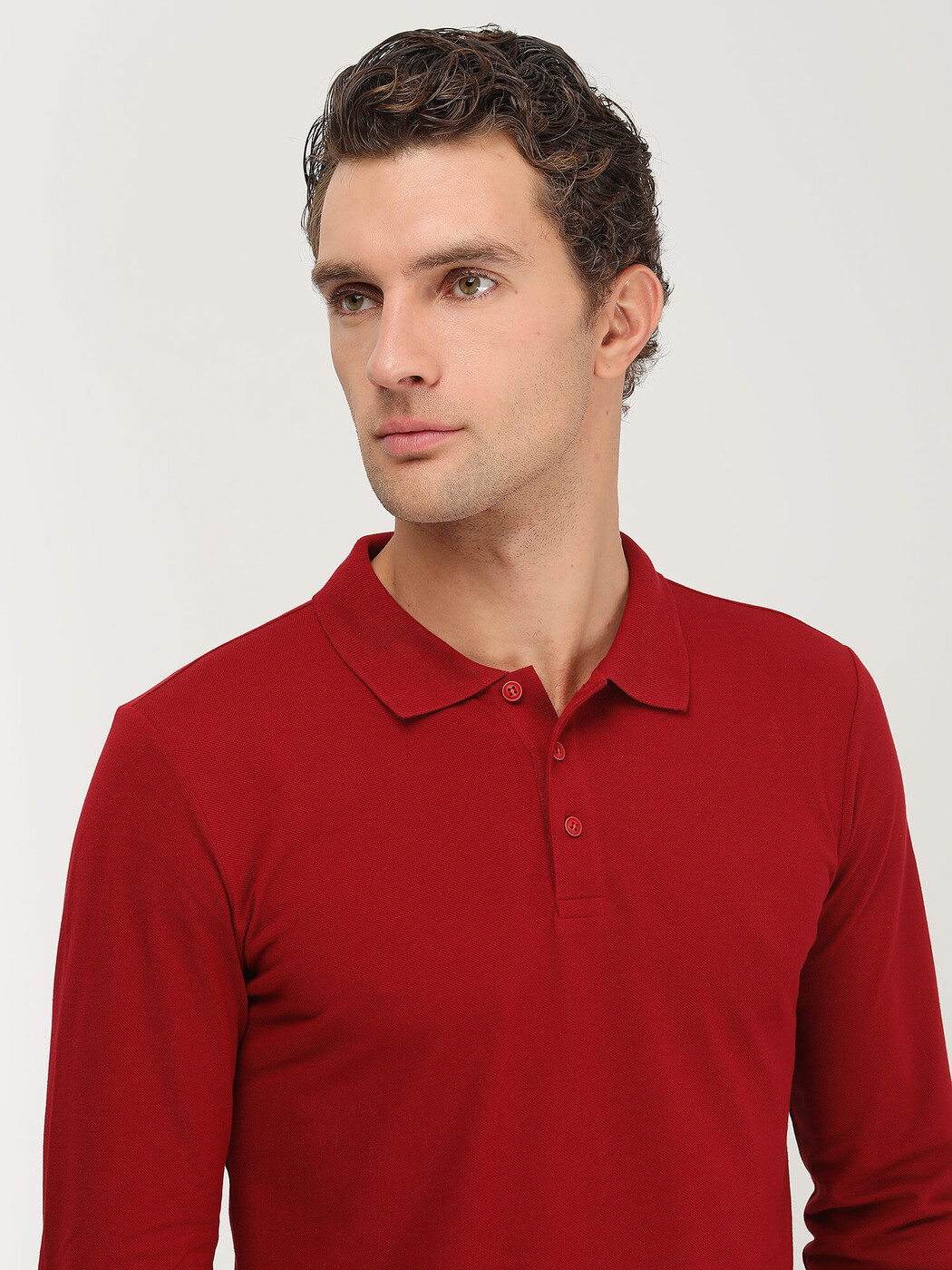 Kırmızı Düz Polo Yaka %100 Pamuk T-Shirt - Thumbnail
