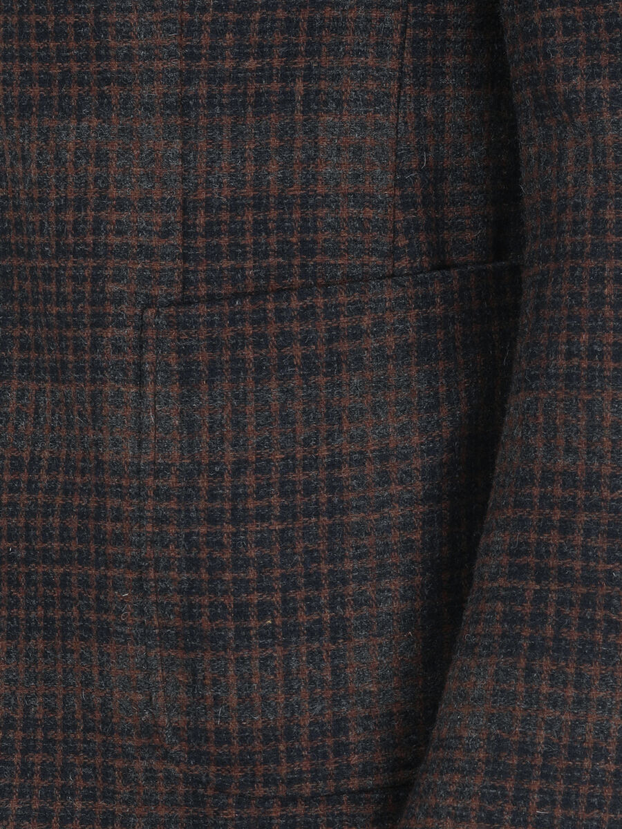 Kiremit Kareli Modern Fit Yün Karışımlı Ceket