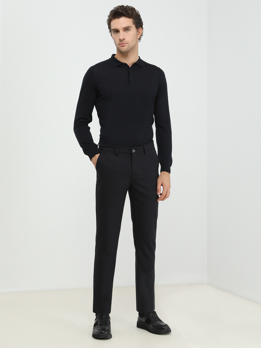 KİP - Lacivert Düz Dokuma Slim Fit Smart Casual Pantolon (1)