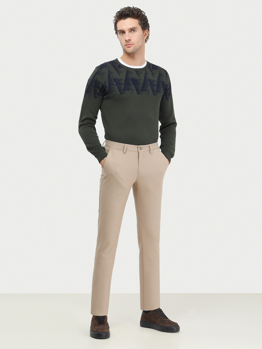 KİP - Bej Düz Dokuma Slim Fit Smart Casual Pantolon (1)