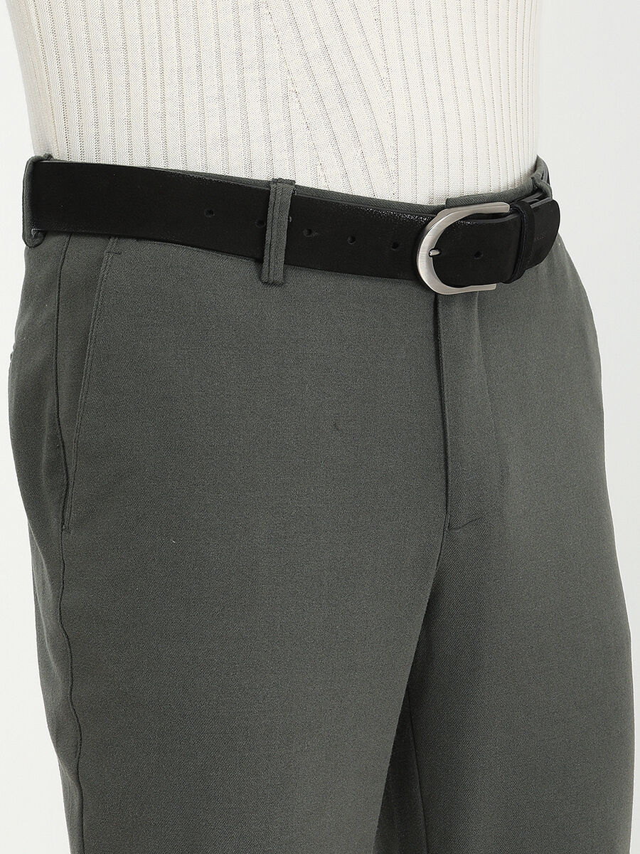 Haki Düz Dokuma Slim Fit Smart Casual Pantolon