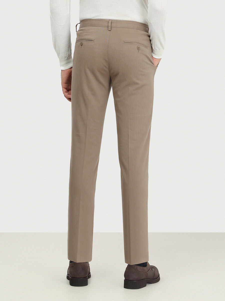 Vizon Düz Dokuma Slim Fit Smart Casual Pamuk Karışımlı Pantolon